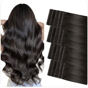 14”Invisible Tape in Hair Extensions Human Hair Natural Black Seamless 20PCS 40G